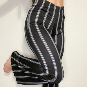Black & white striped flare pants